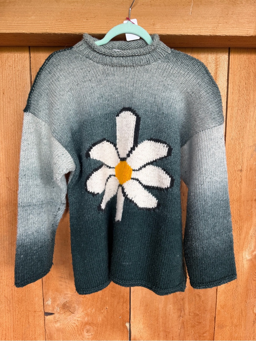Daisy Graphic Gradient Green Women's Sweater